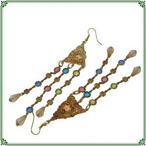 Unique Chandelier Handcrafted Earrings, Art Nouveau Style